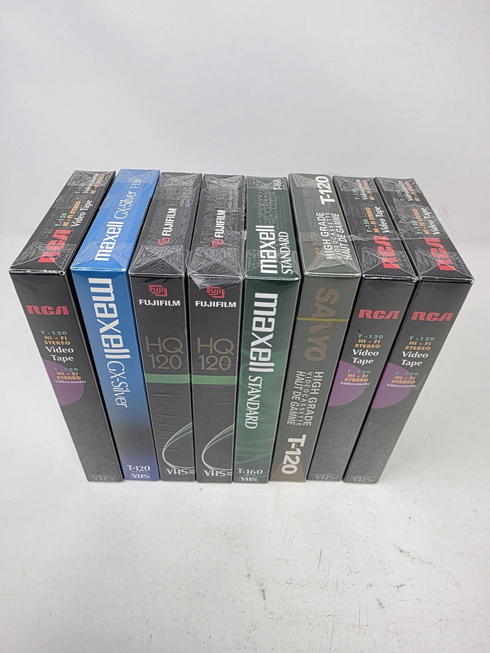 Lot Of 8 Sealed Assorted VHS T-120 Video Tapes - Fujifilm, Maxell, RCA, Sanyo